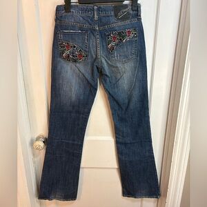 Ed Hardy by Christian Audigier bootcut rhinestone pocket jeans